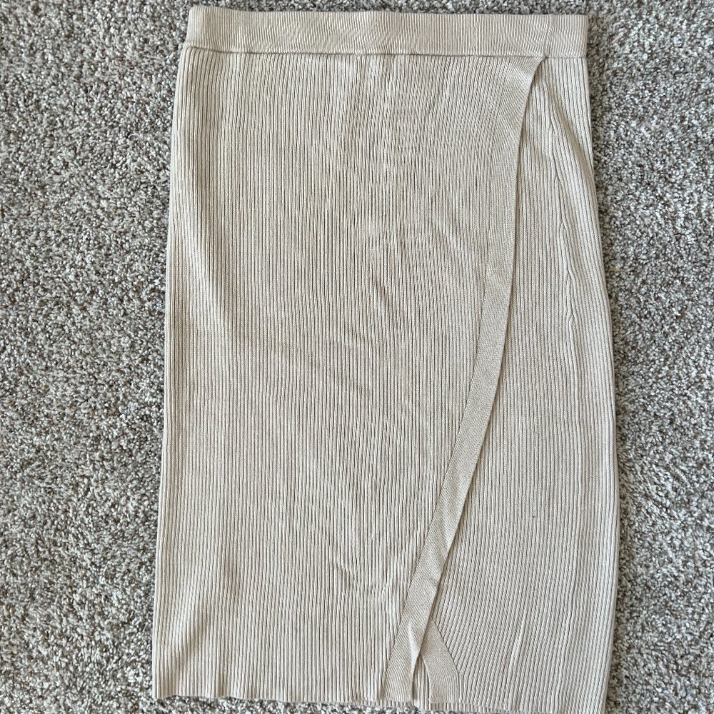 NEW ABERCROMBIE & FITCH Womens Tan Sweater Side Slit Straight Pencil Skirt